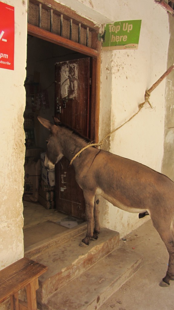 Entering a store in Lamu, Kenya