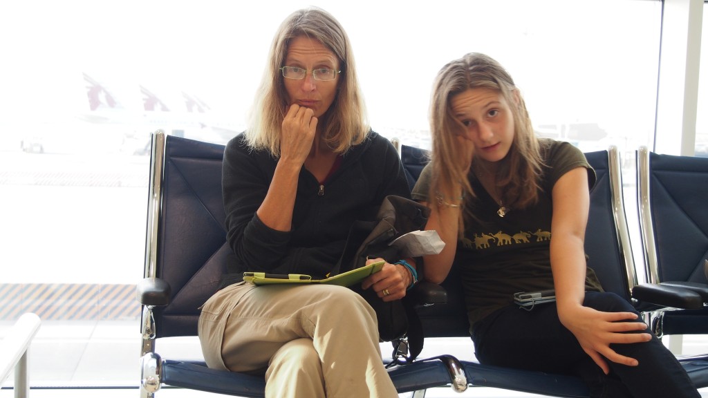 Waiting for a plane in the Doha airport