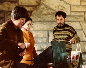 Dad in his stocking cap and a homemade sweater on an Easter picnic